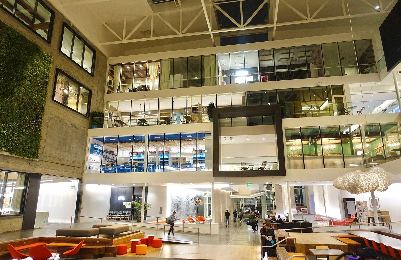 Airbnb: The multi-level atrium with walkways