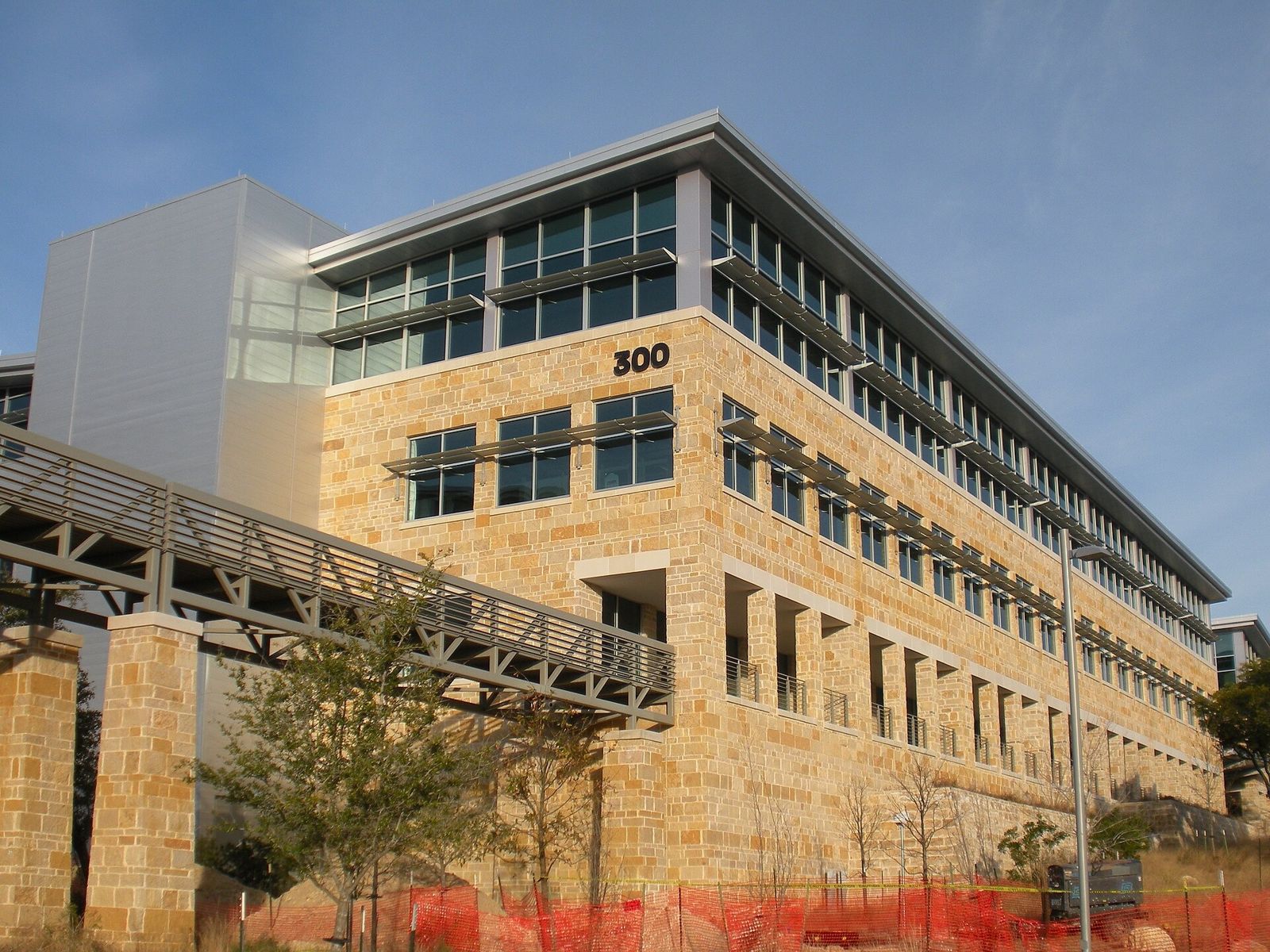 AMD: A stone-and-glass office building on AMD's Austin campus