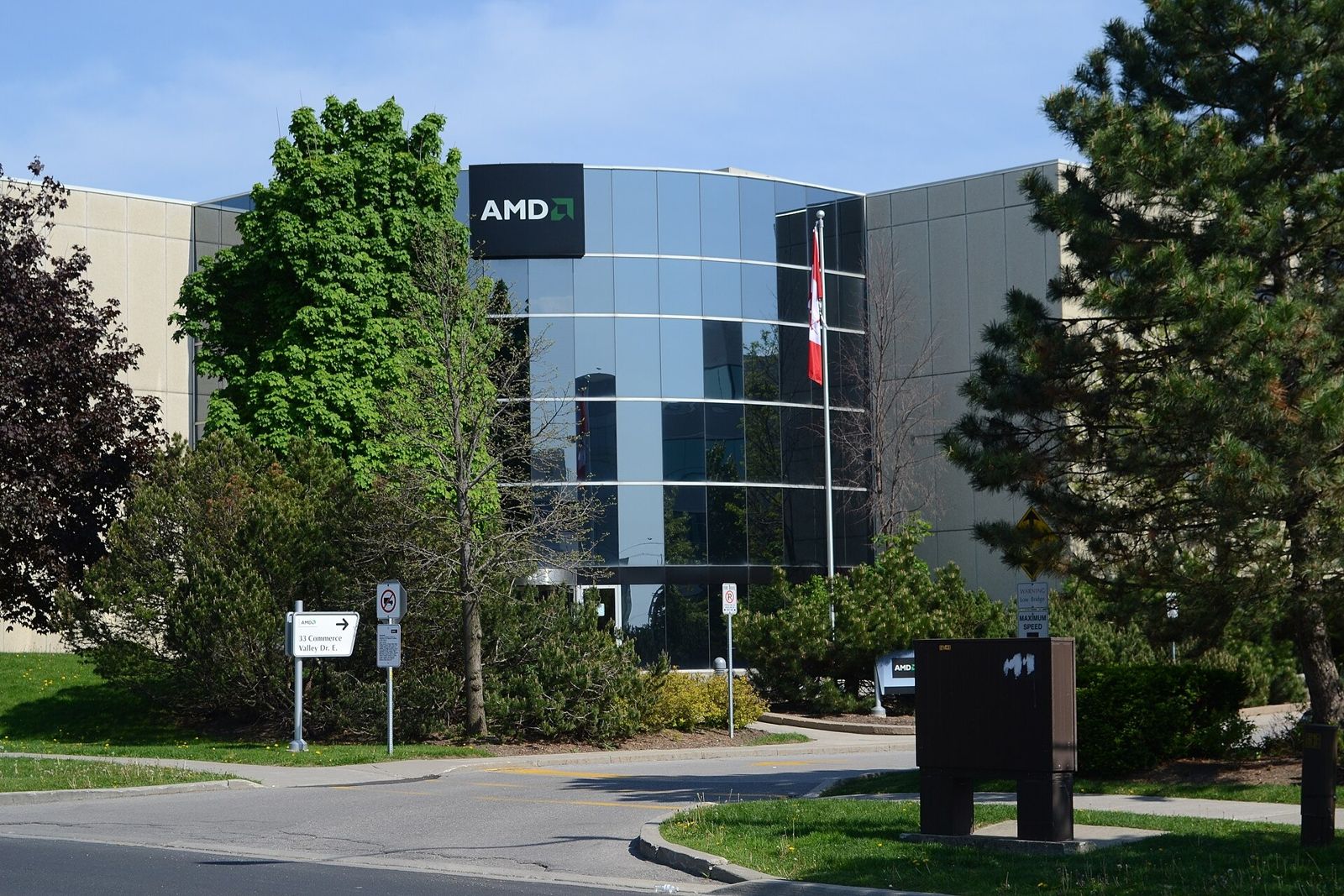AMD: AMD Markham office with a Canadian flag