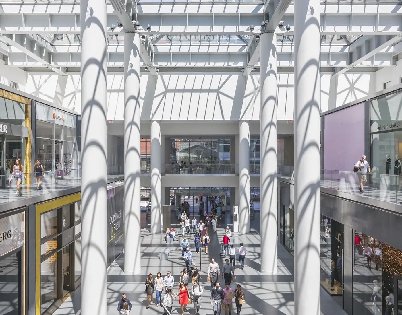 American Express: Skylit arcade with white columns