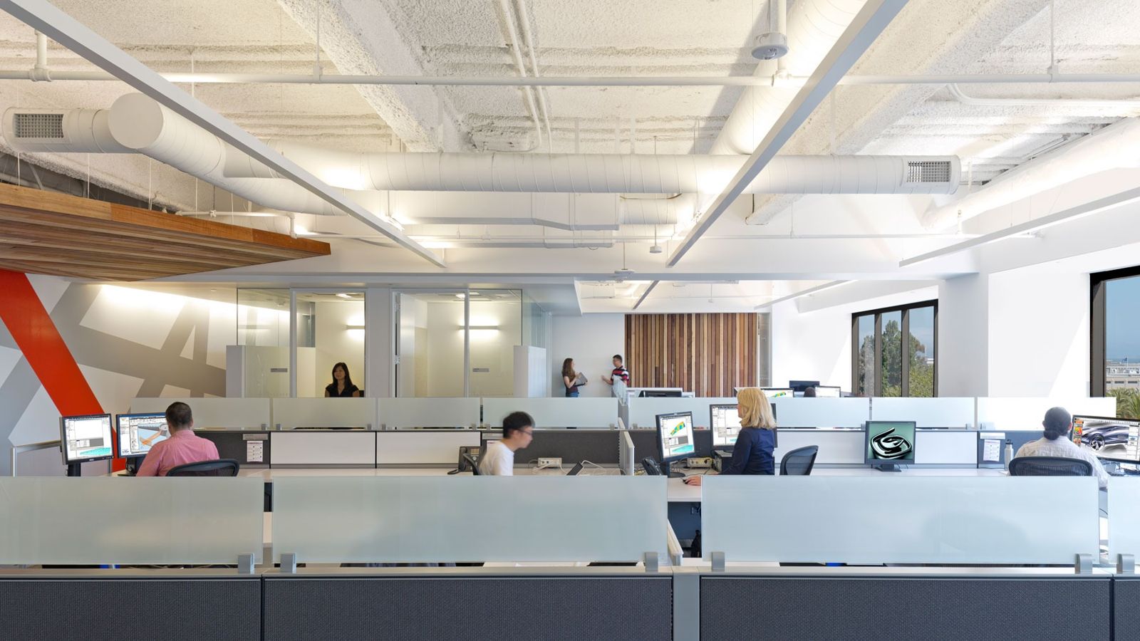 Autodesk: An open office with workstations and timber accents