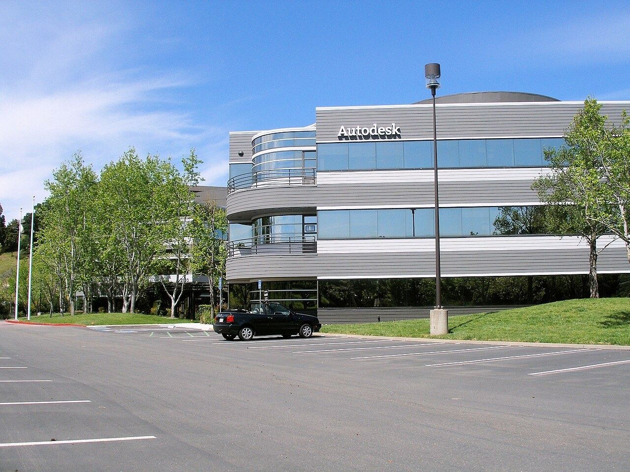 Glass-fronted office building with the Autodesk name
