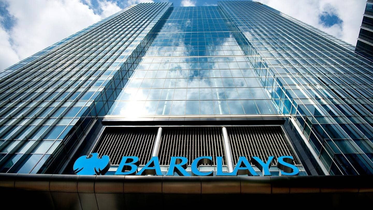 Barclays: Looking up at a glass facade with a large bank name above the entrance