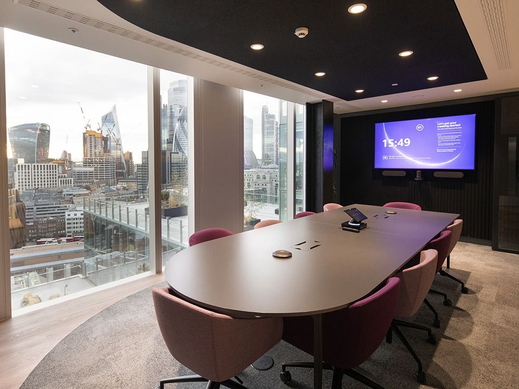 BT Group: Meeting room with a long table and a wall screen