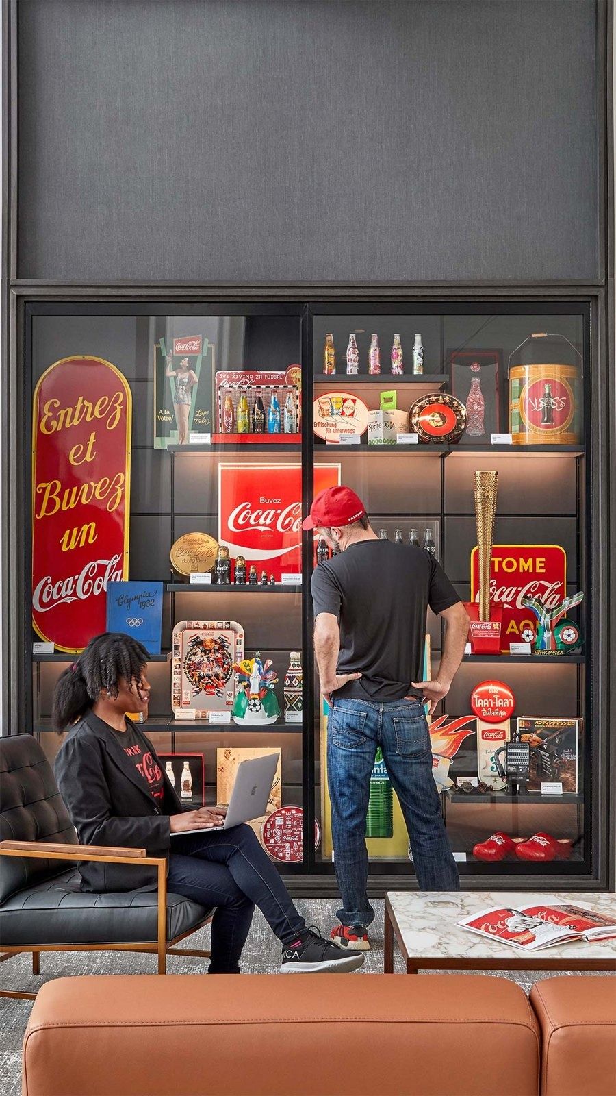 The Coca-Cola Company: A display cabinet with Coke memorabilia