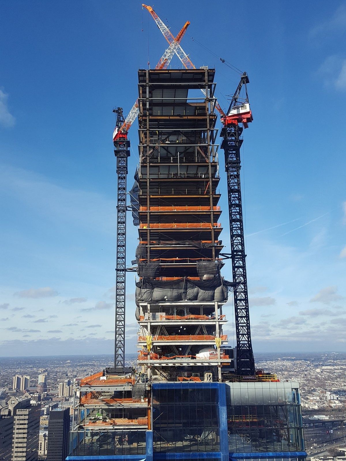 Comcast: Comcast Technology Center under construction with cranes