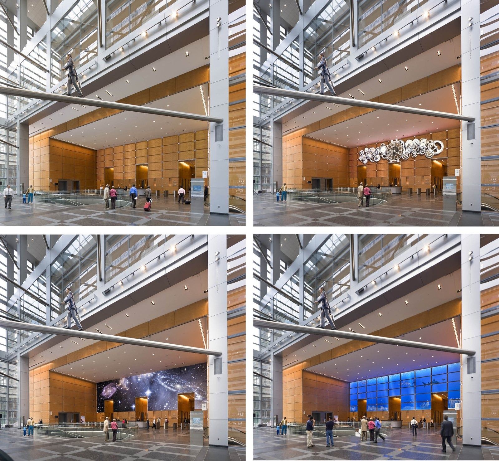 Comcast: Four views of the lobby's large LED video wall