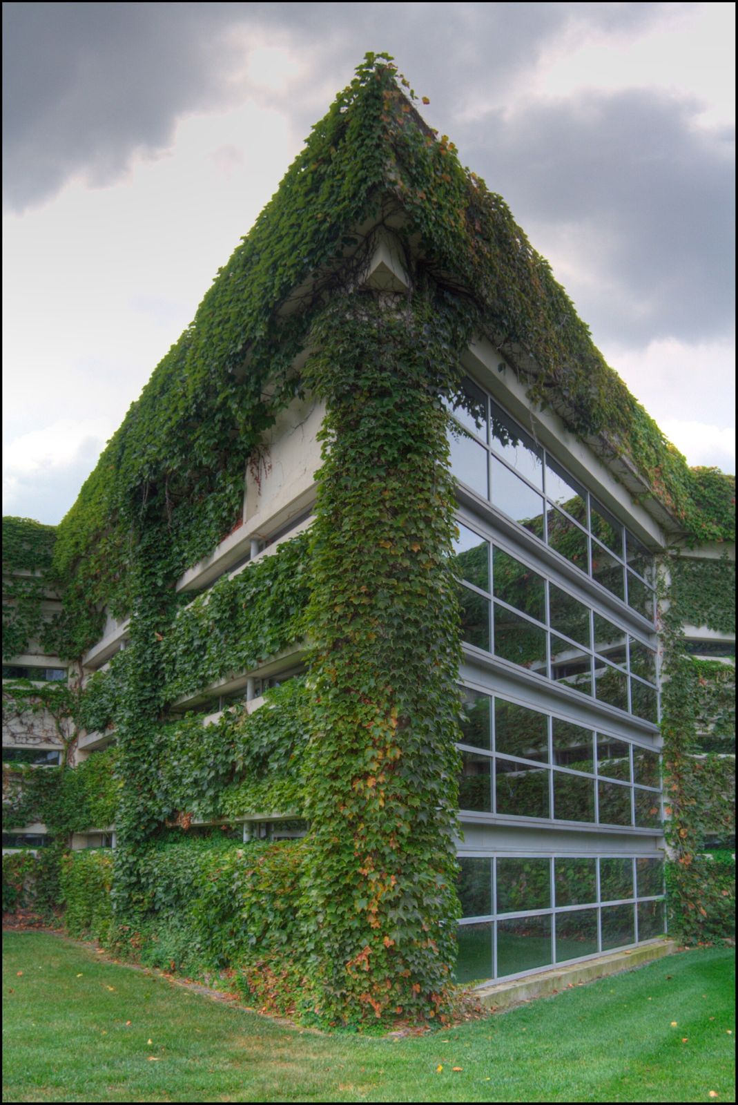 Cummins: Building corner covered in ivy