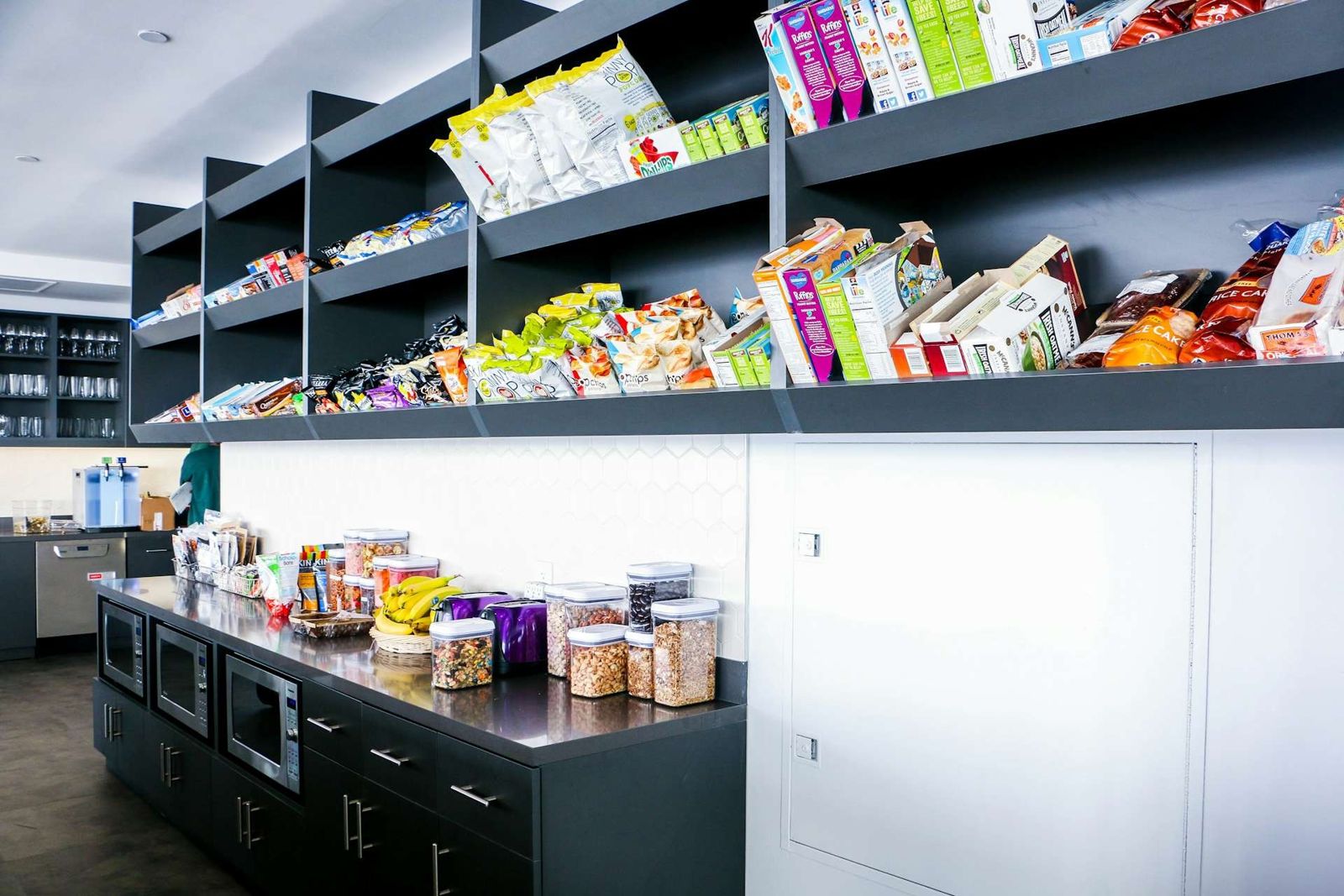 Datadog: Kitchen shelves stocked with snacks