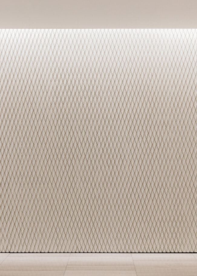 Denso: Close-up of a white wall with a fine diamond-shaped texture