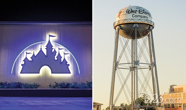 The Walt Disney Company: A castle sign and the water tower