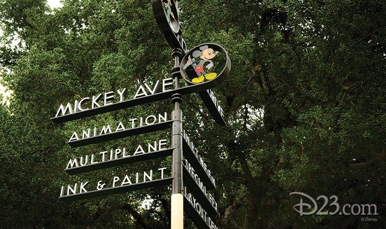 The Walt Disney Company: Signposts reading Mickey Avenue and Animation