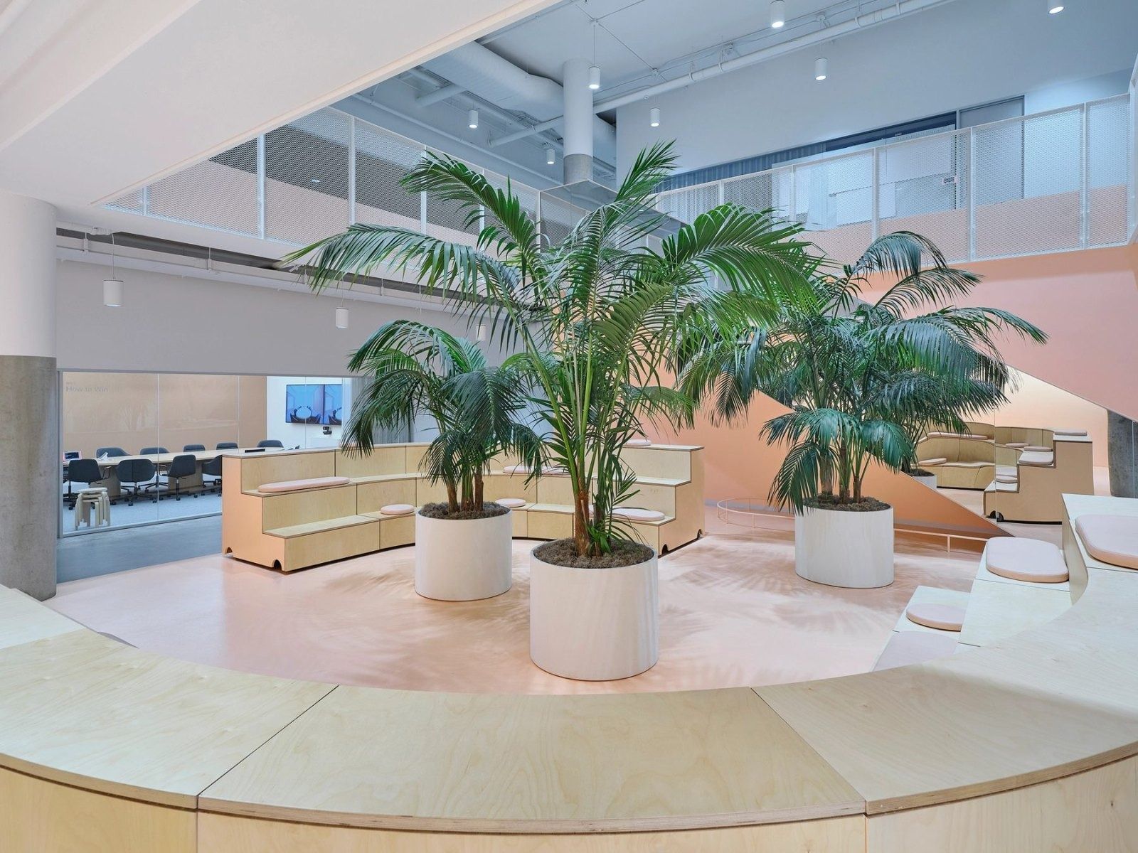 Dropbox: A sunken lounge of palms under a mezzanine