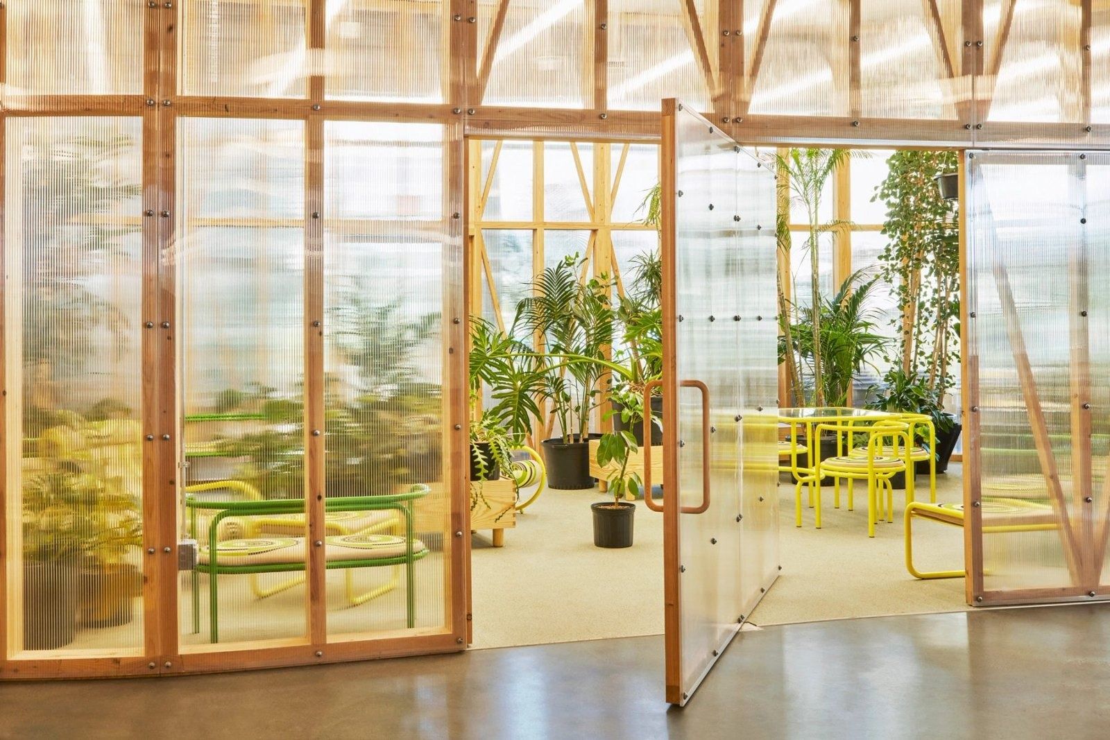 Dropbox: A timber and glass greenhouse room
