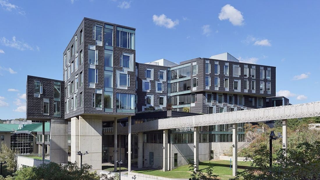 Modern grey building of the Gates and Hillman Centers on campus
