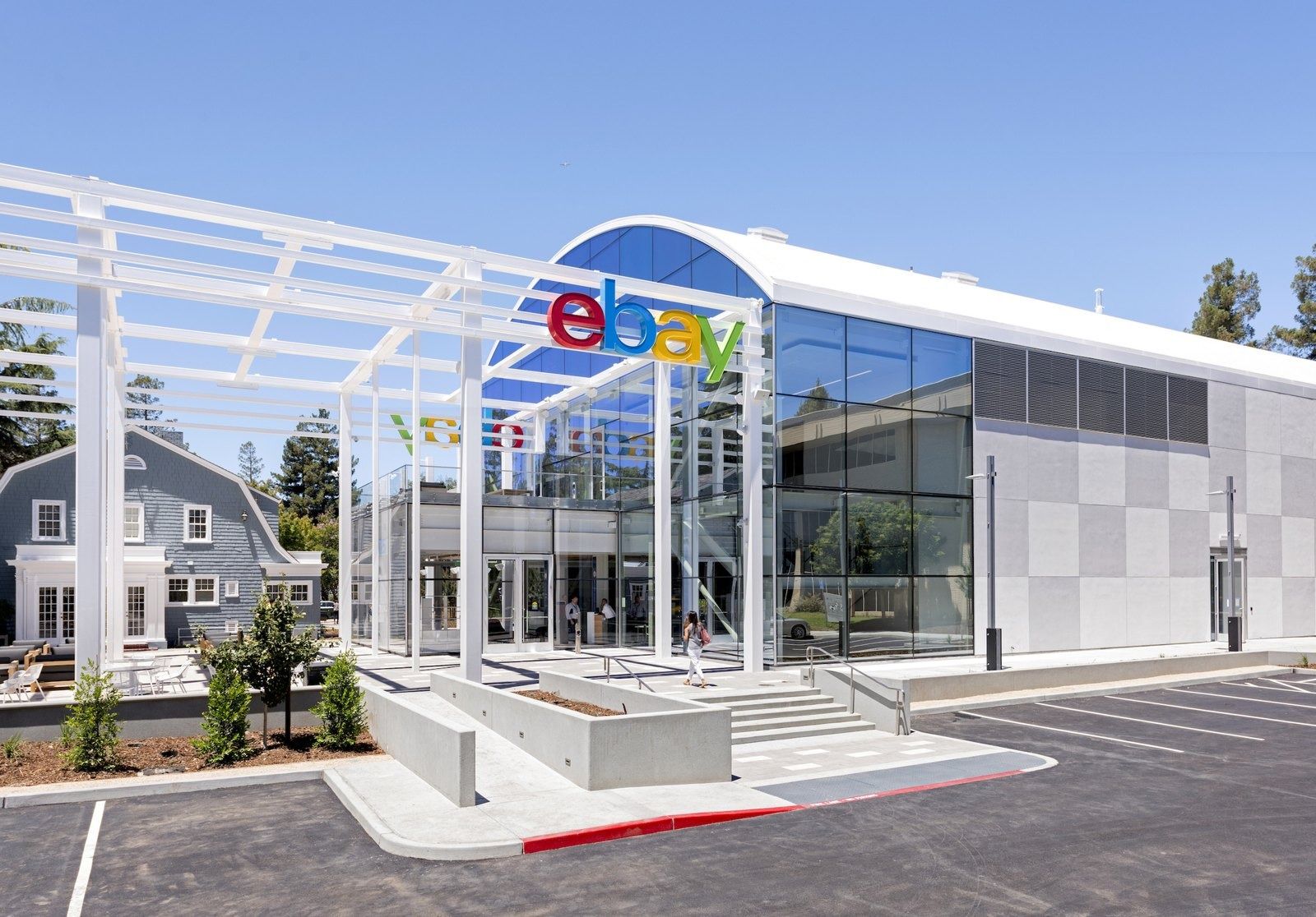 Main Street building entrance with the eBay logo canopy, San Jose
