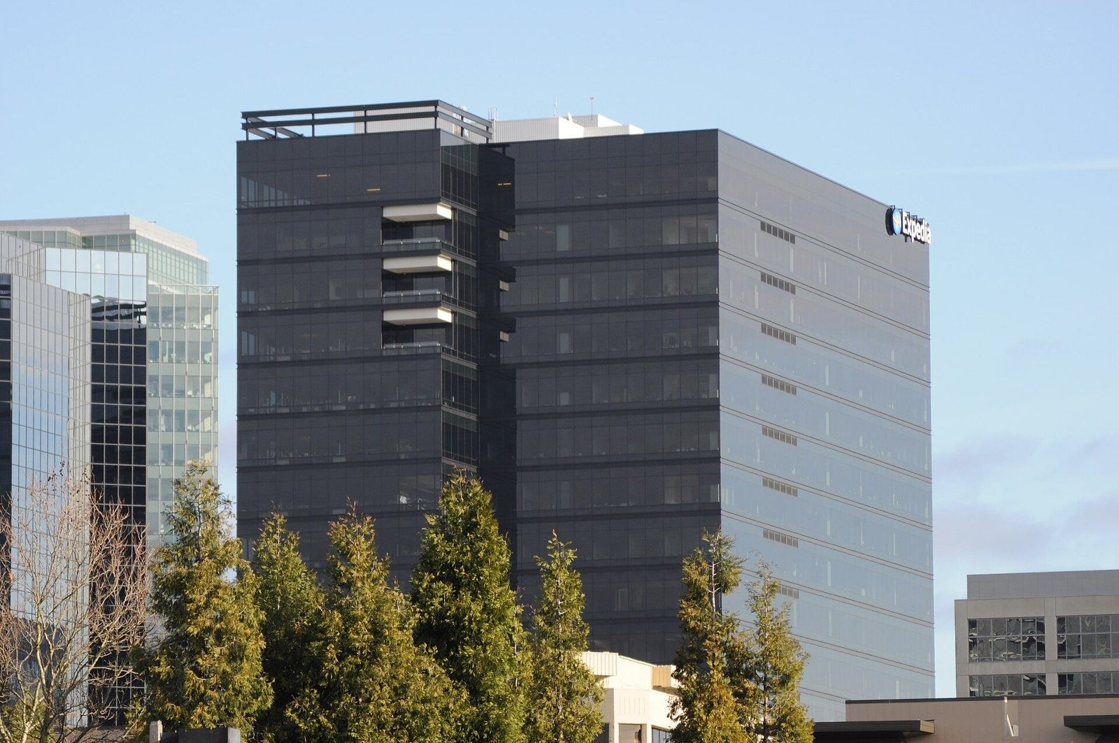 Dark glass office tower in downtown Bellevue