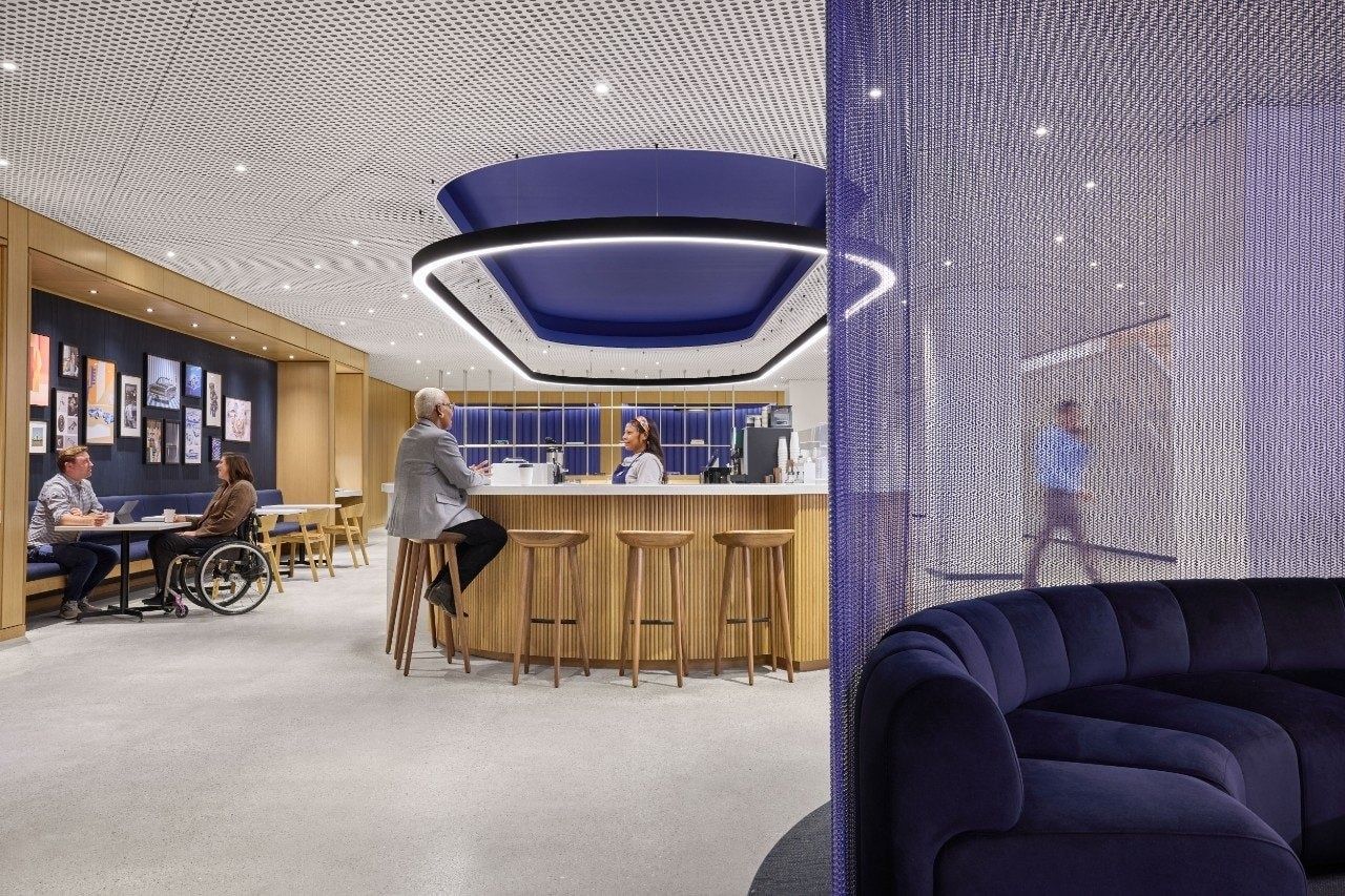 Ford Motor Company: Café counter with stools under a round light