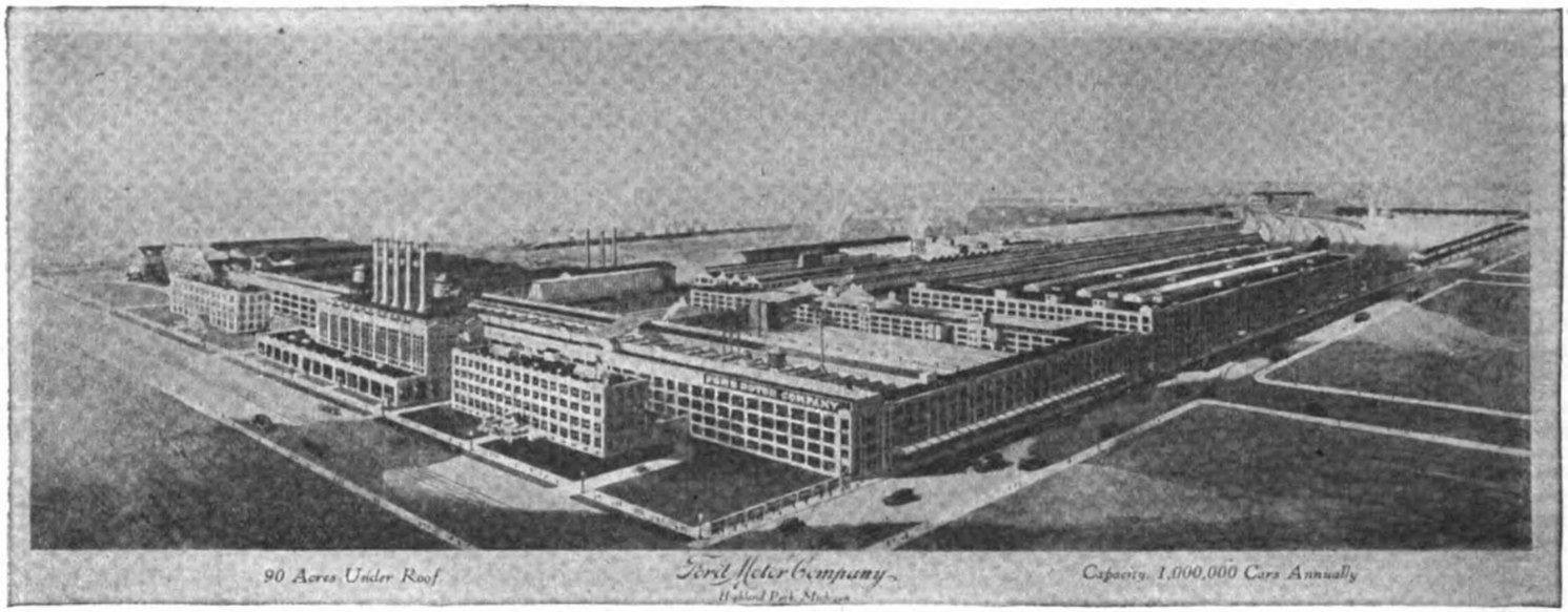 Engraving-like view of a huge factory complex