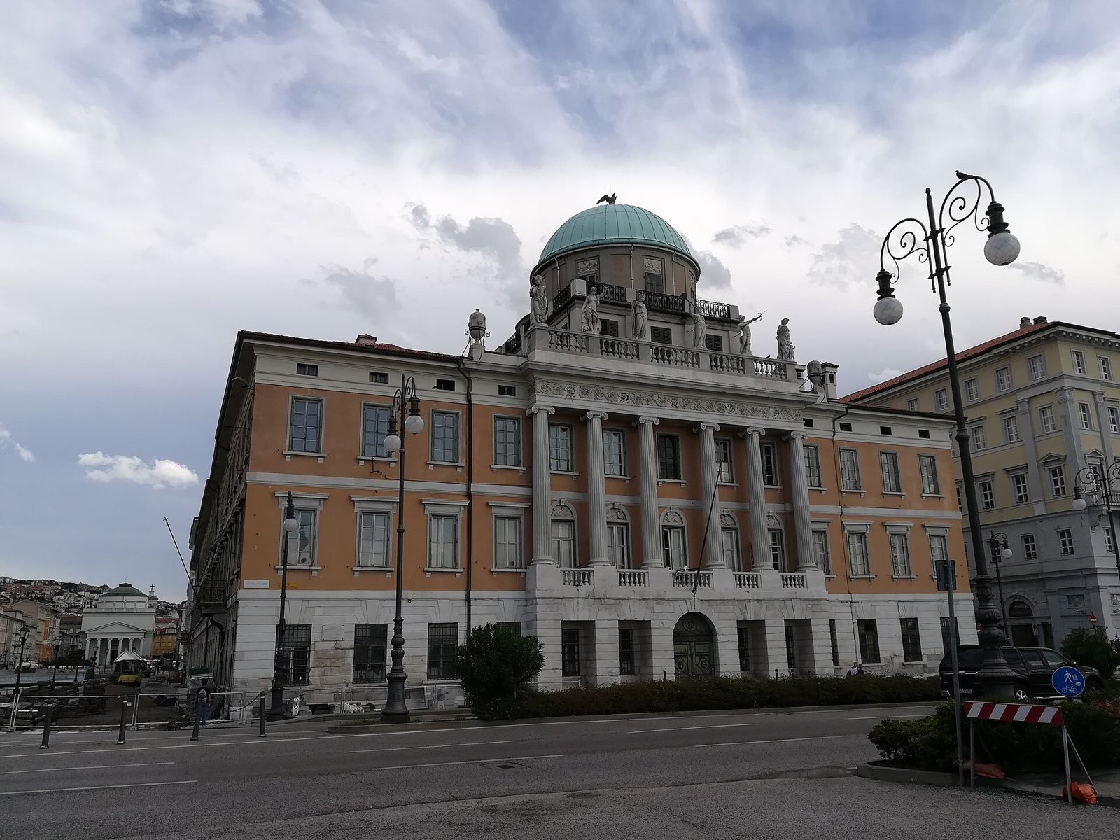 Neoclassical palace with a green dome