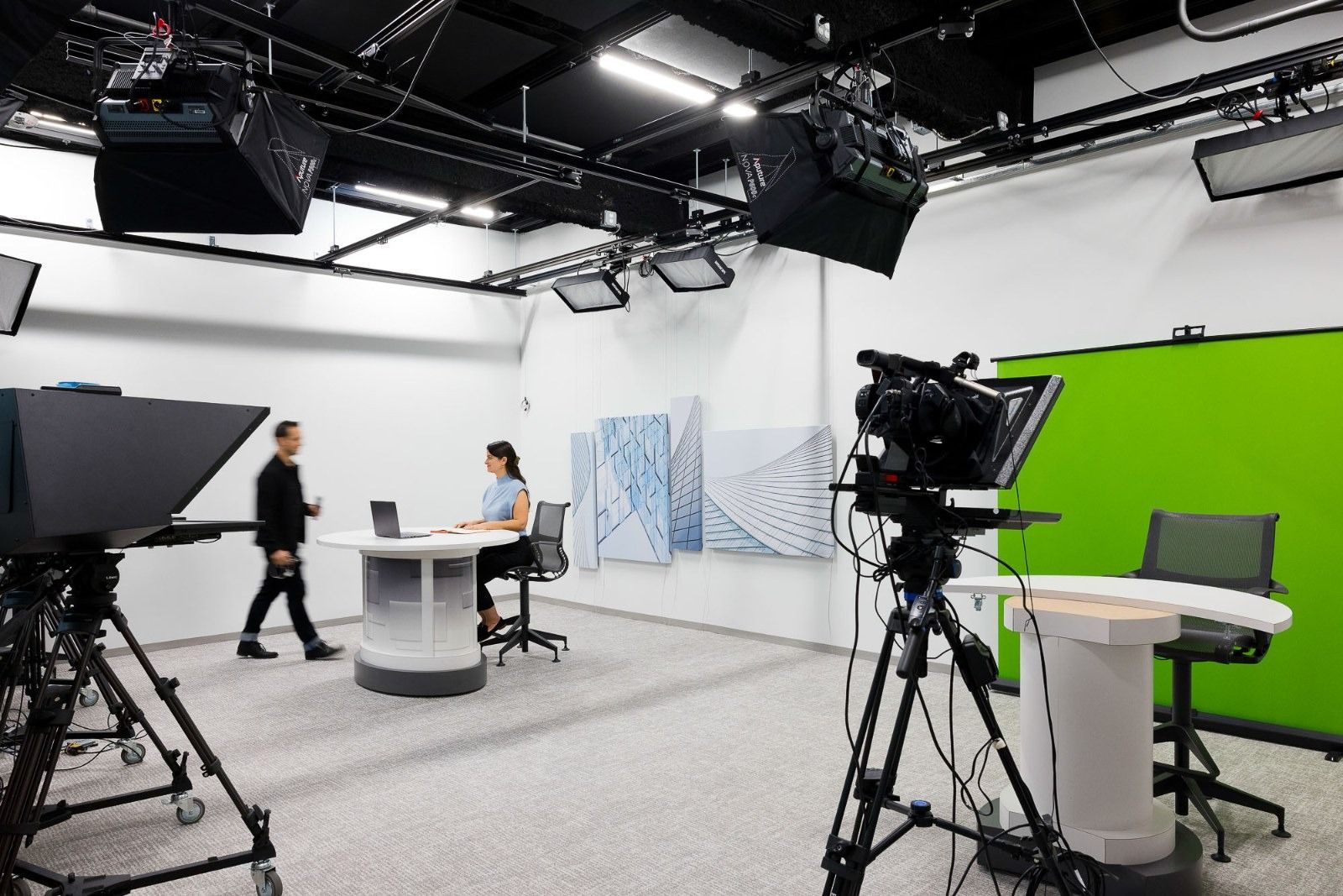 Glenmede: A video studio with a camera and green screen