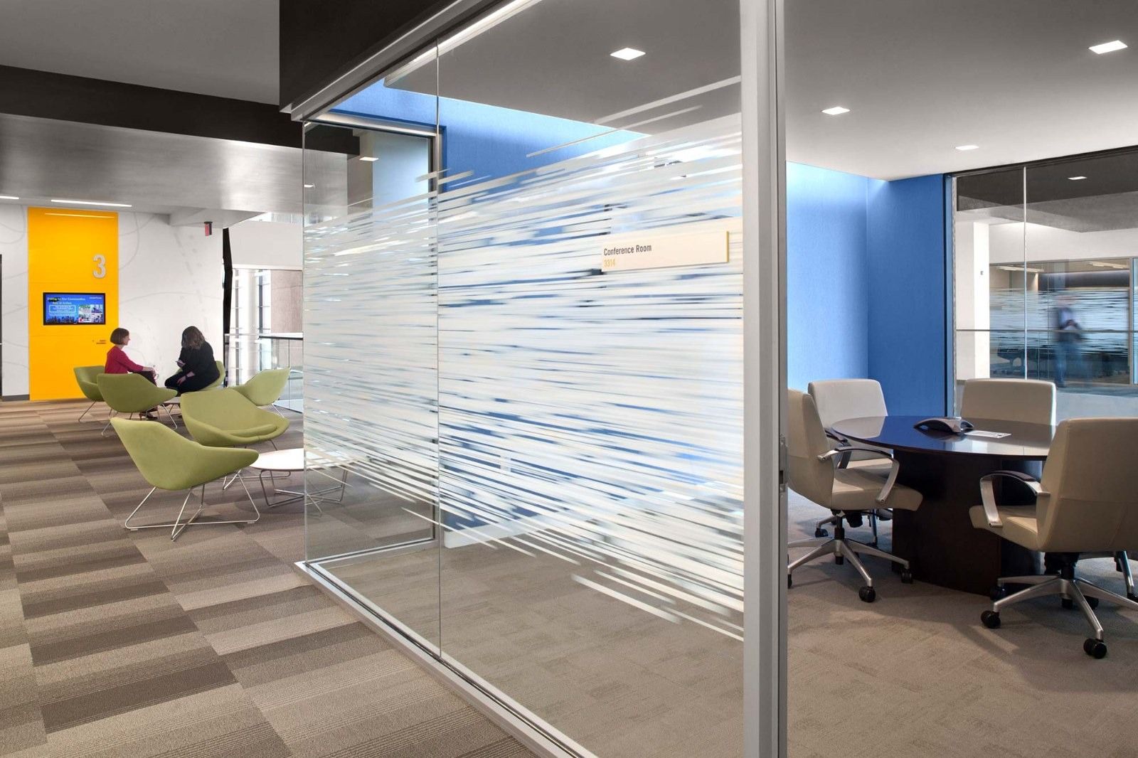 Goodyear: A meeting room behind frosted glass