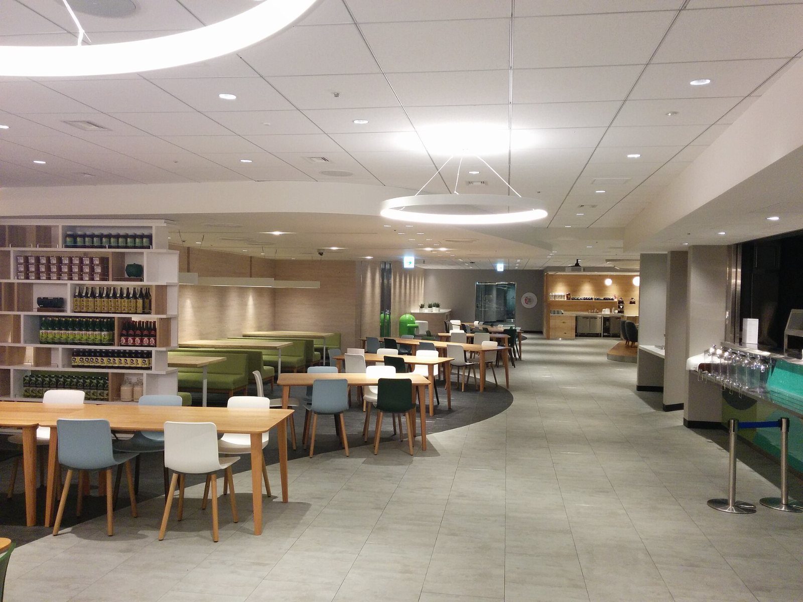 Google: Bright dining area with wooden tables