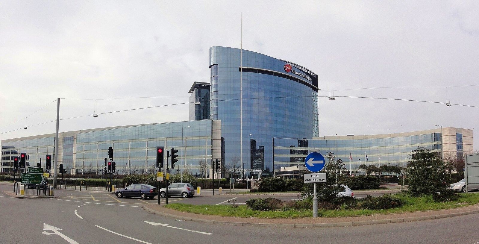 GSK: Glass headquarters beside a road junction