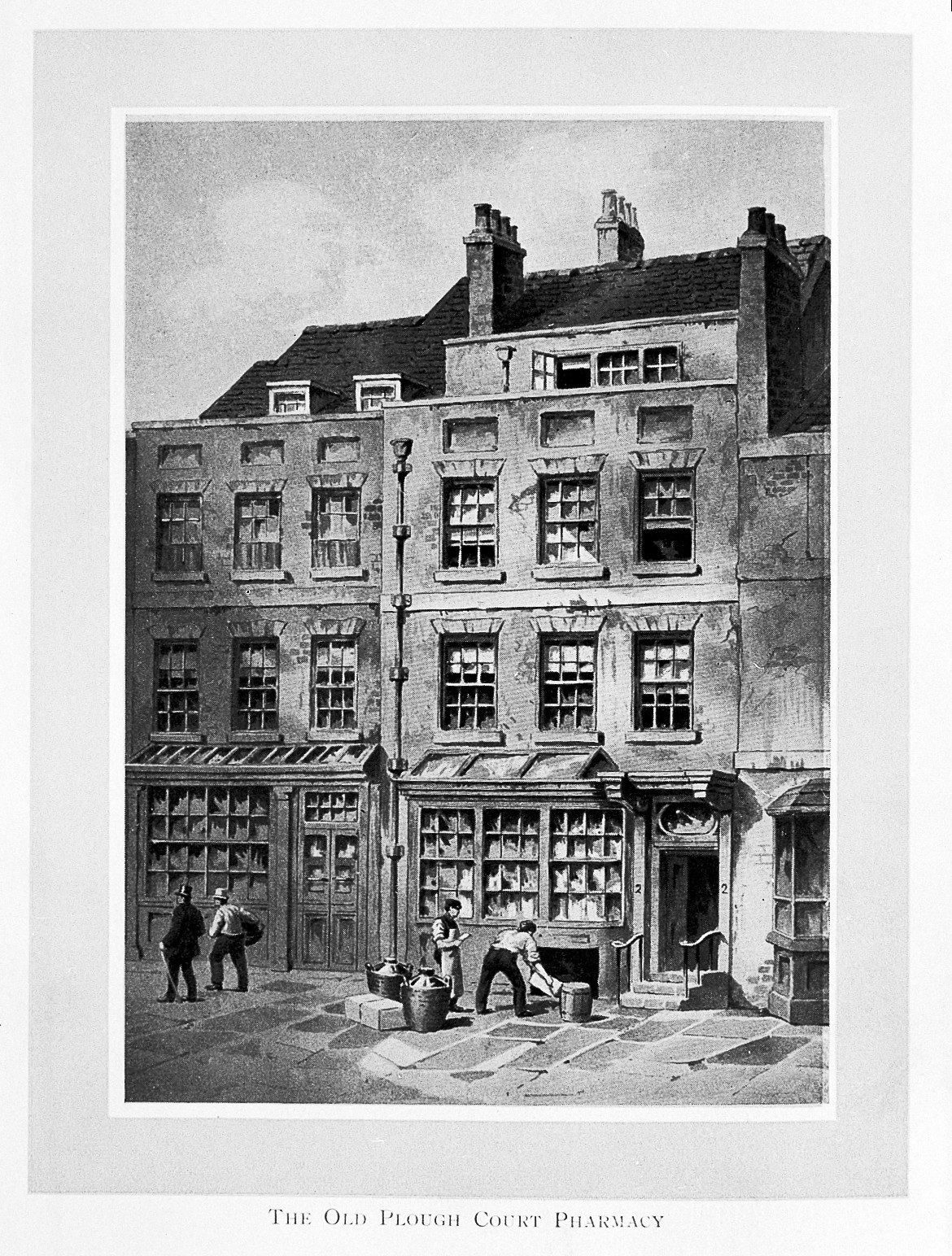 Old engraving of a narrow London shopfront