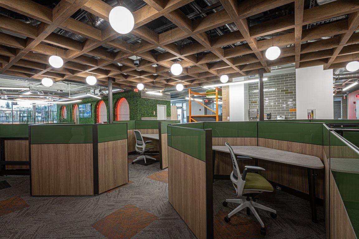 The Home Depot: Work area under a timber coffered ceiling