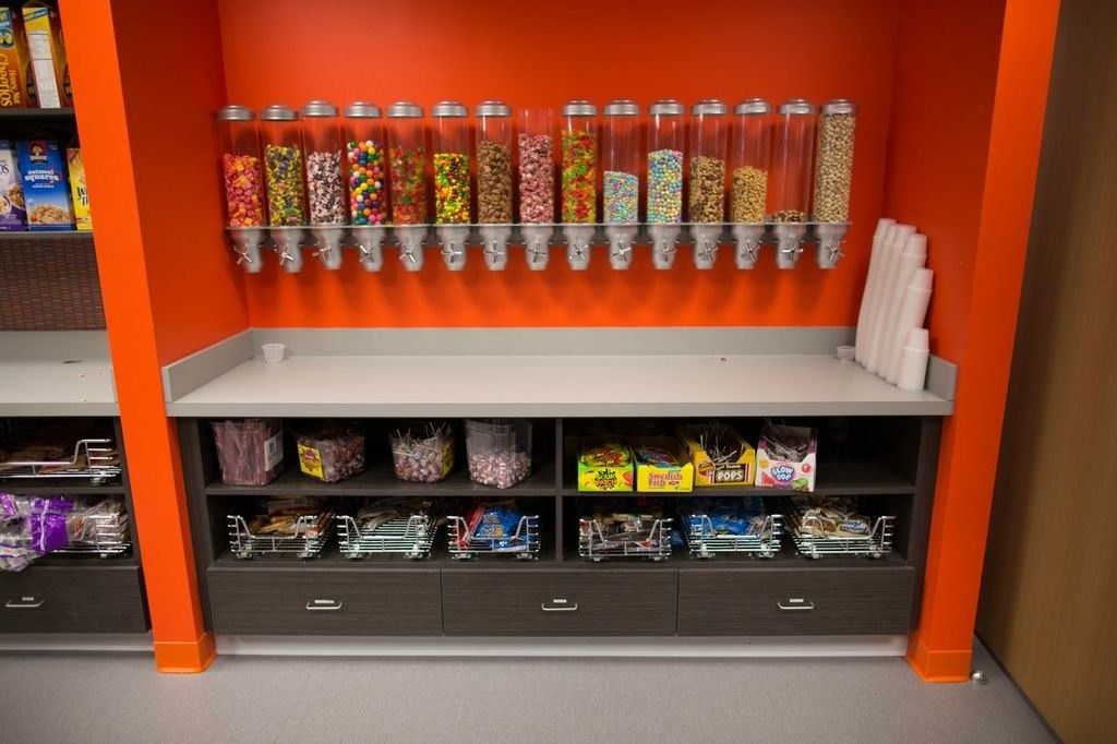 HubSpot: An orange wall of candy dispensers