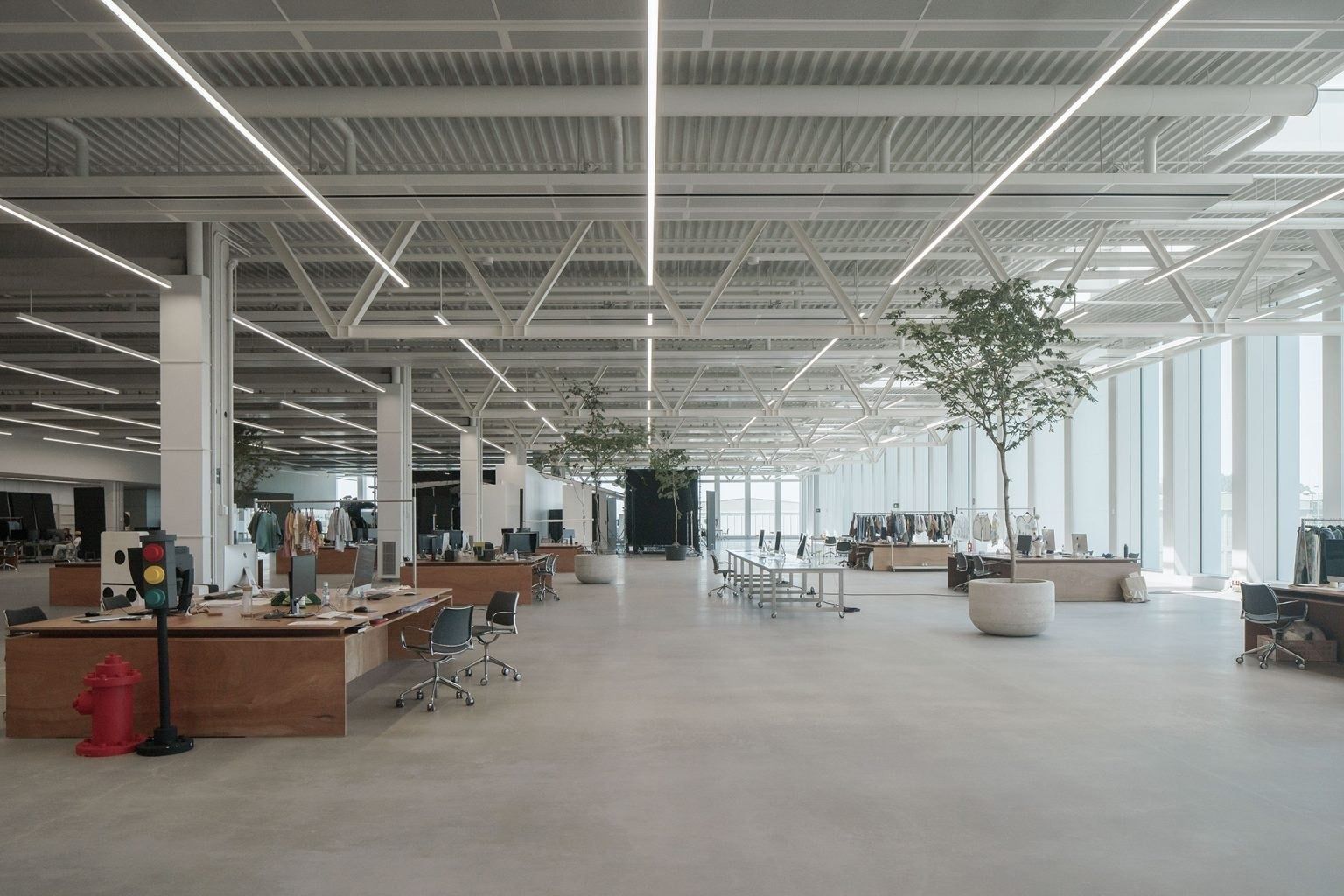 Inditex: Studio with indoor trees and clothing rails