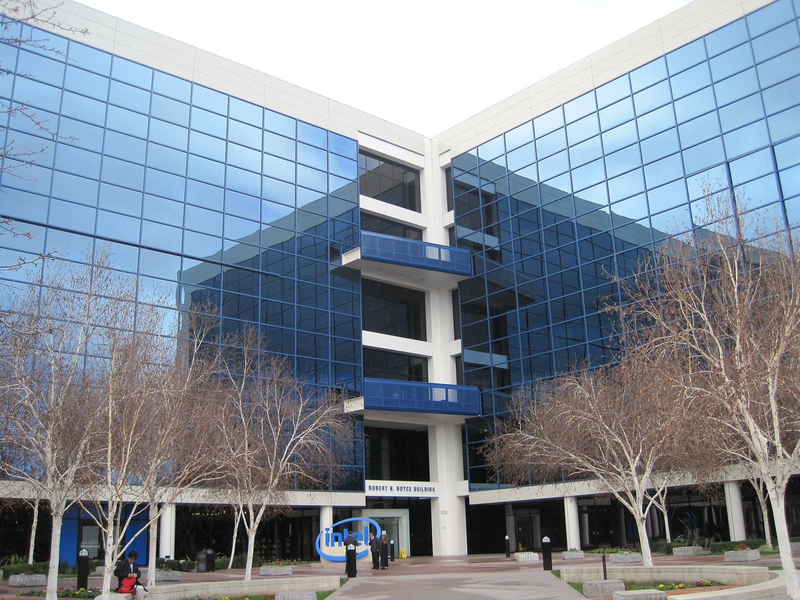 Intel: Robert Noyce Building with blue glass
