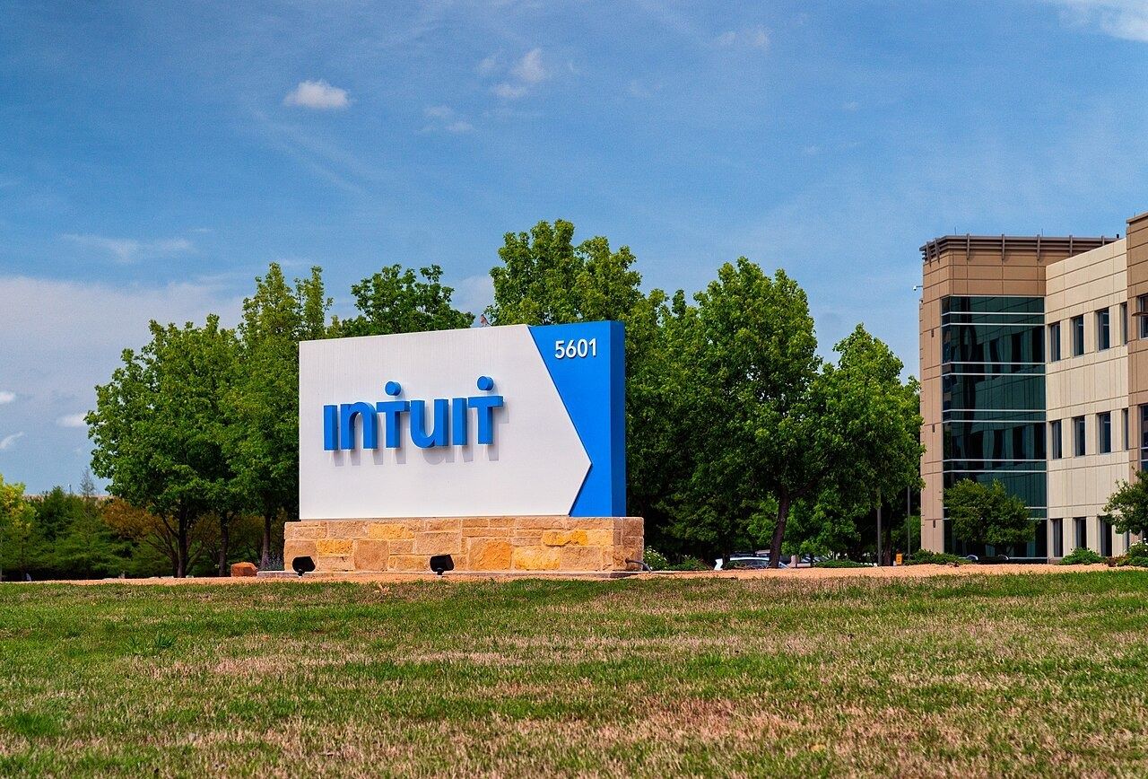 Intuit sign in front of an office building