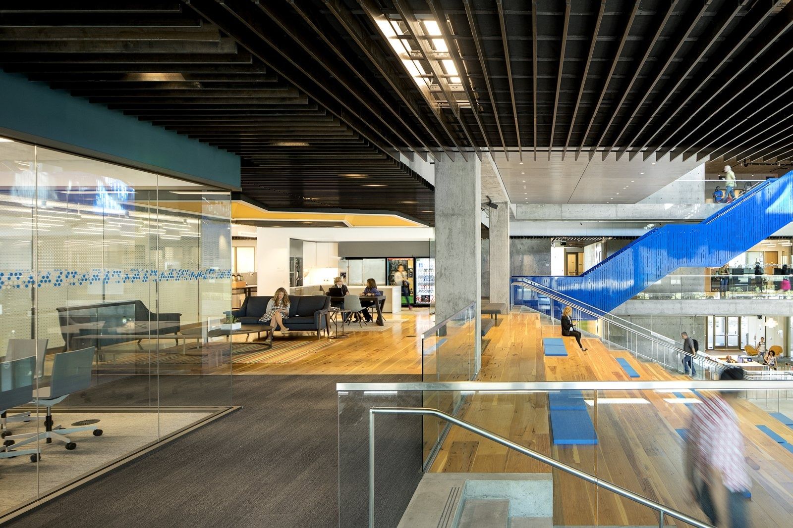 Intuit: Open floor beside the blue atrium stair