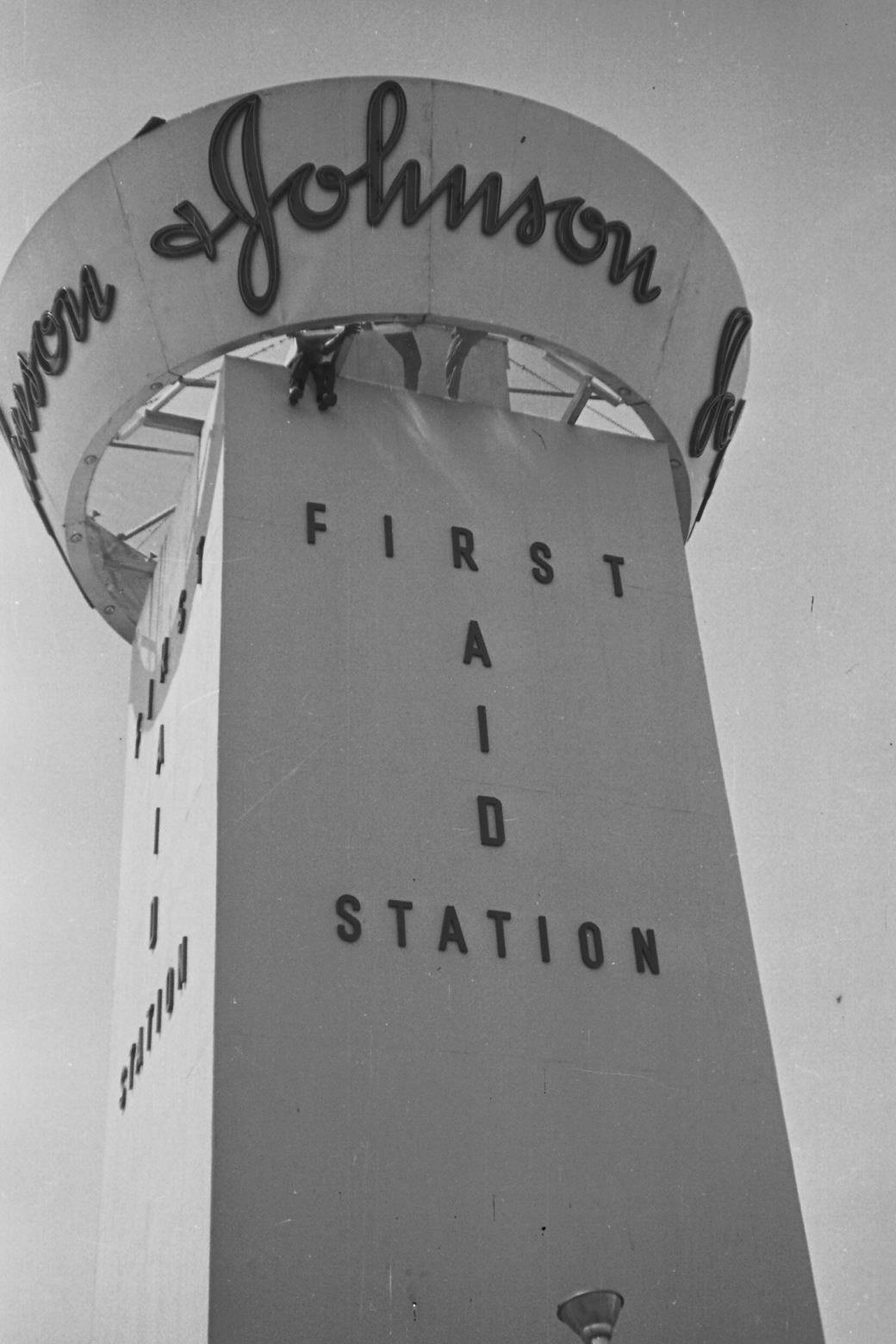Johnson & Johnson: A First Aid Station tower with the Johnson & Johnson script
