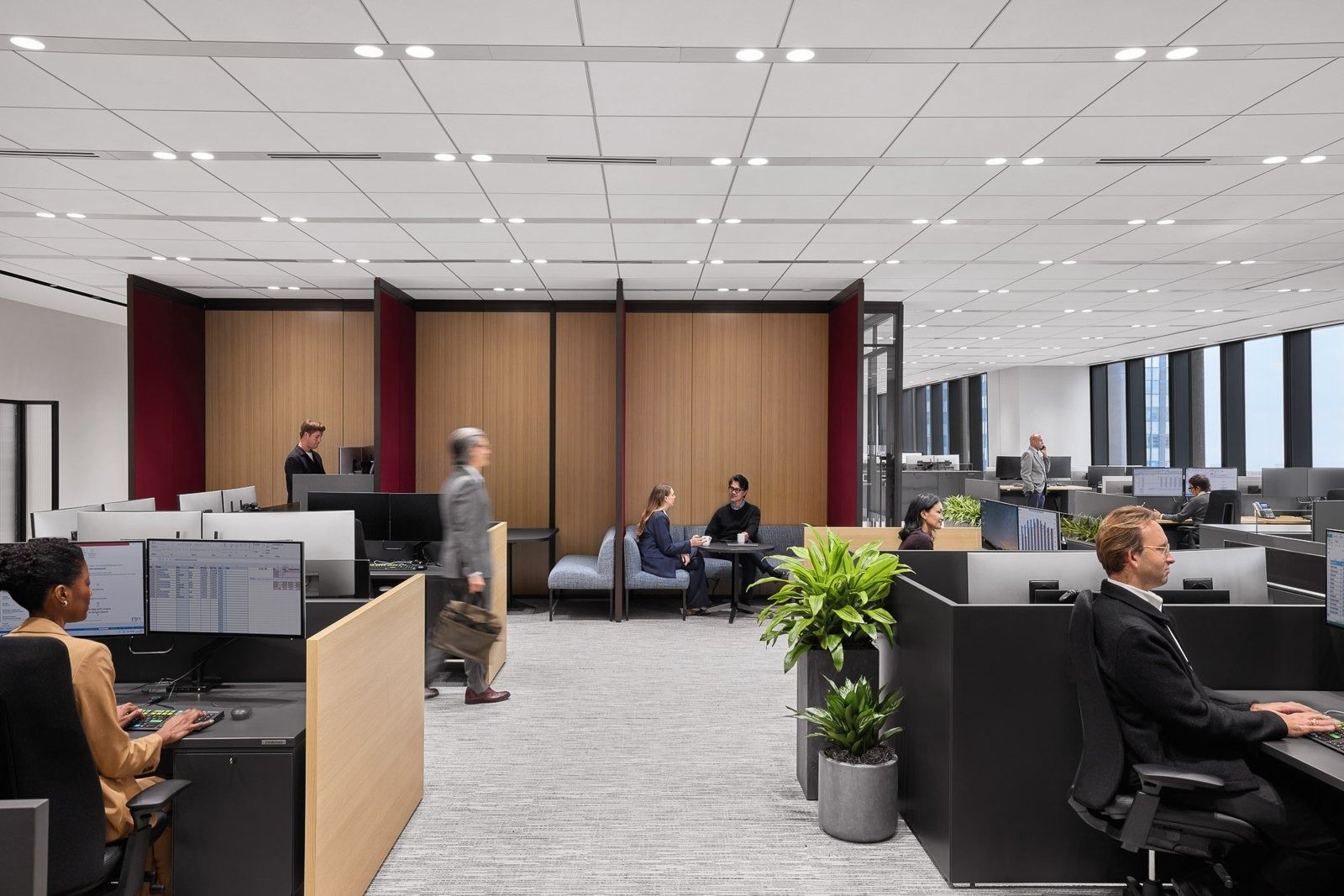 JPMorganChase: An open office floor with workstations