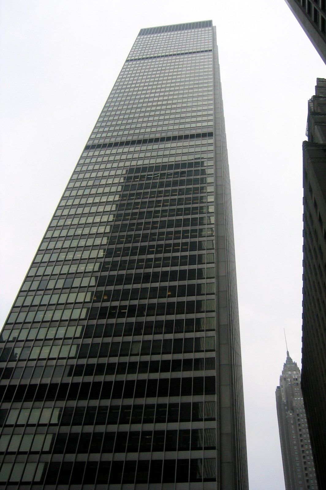 One Chase Manhattan Plaza, a dark glass tower