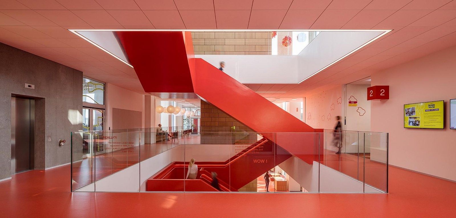 The LEGO Group: Red staircase in a red-floored hall