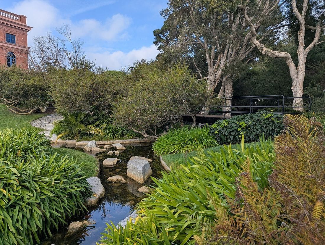 Levi Strauss & Co.: Small creek through lush planting with rocks and trees