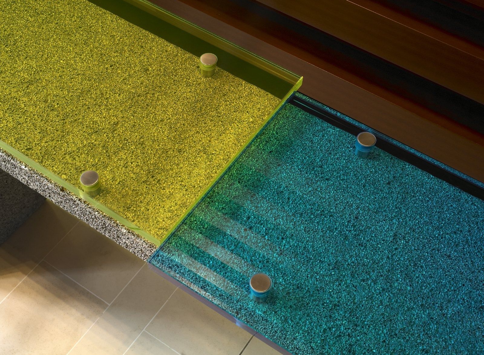 LVMH: A green and blue glass detail
