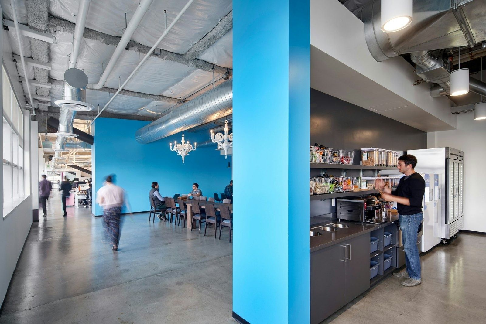 Lyft: Pantry with a turquoise column and chandelier