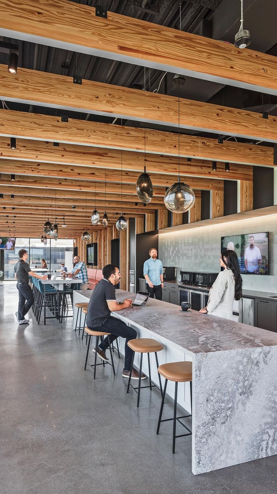 M/I Homes: A café bar with timber beams and stools