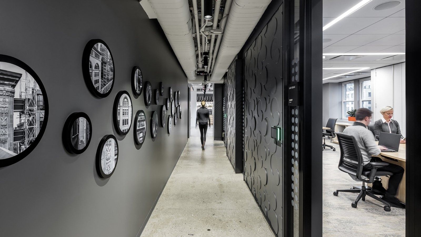 Mastercard: A corridor with round photo frames