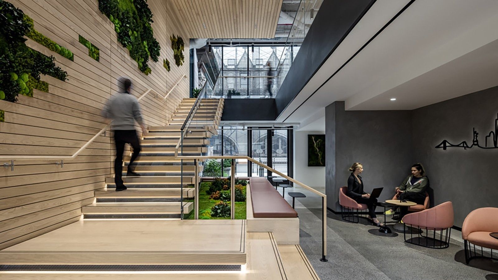 Mastercard: A timber stair between floors