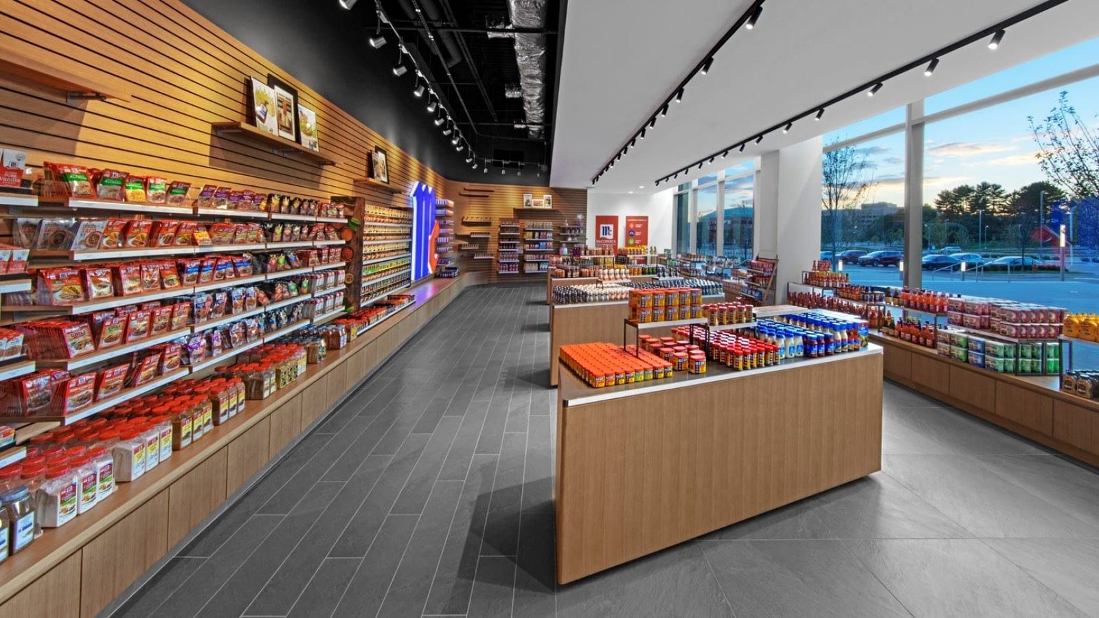 McCormick: Long shelves of McCormick products in a bright store