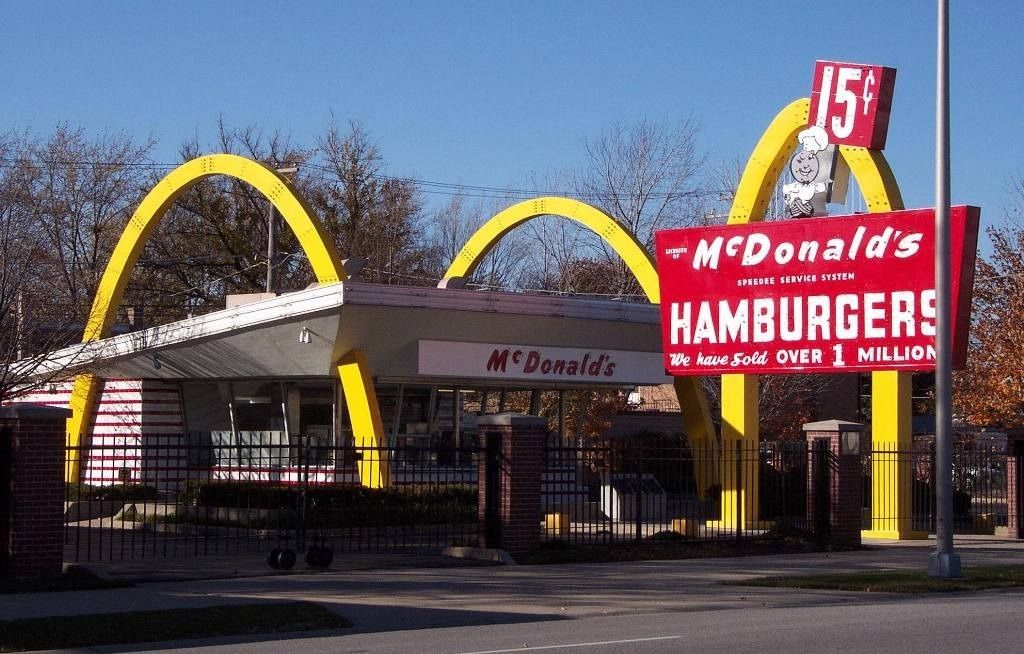 Replica of the first McDonald's with golden arches