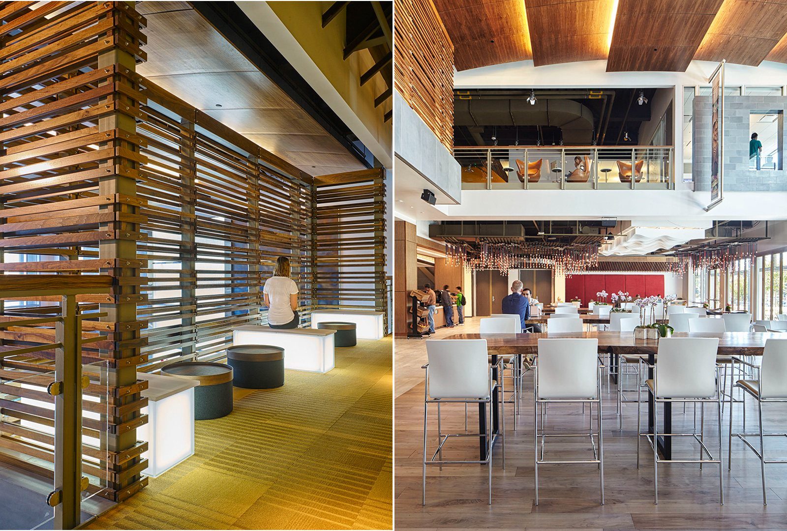 Netflix: Slatted wooden screens beside a dining area