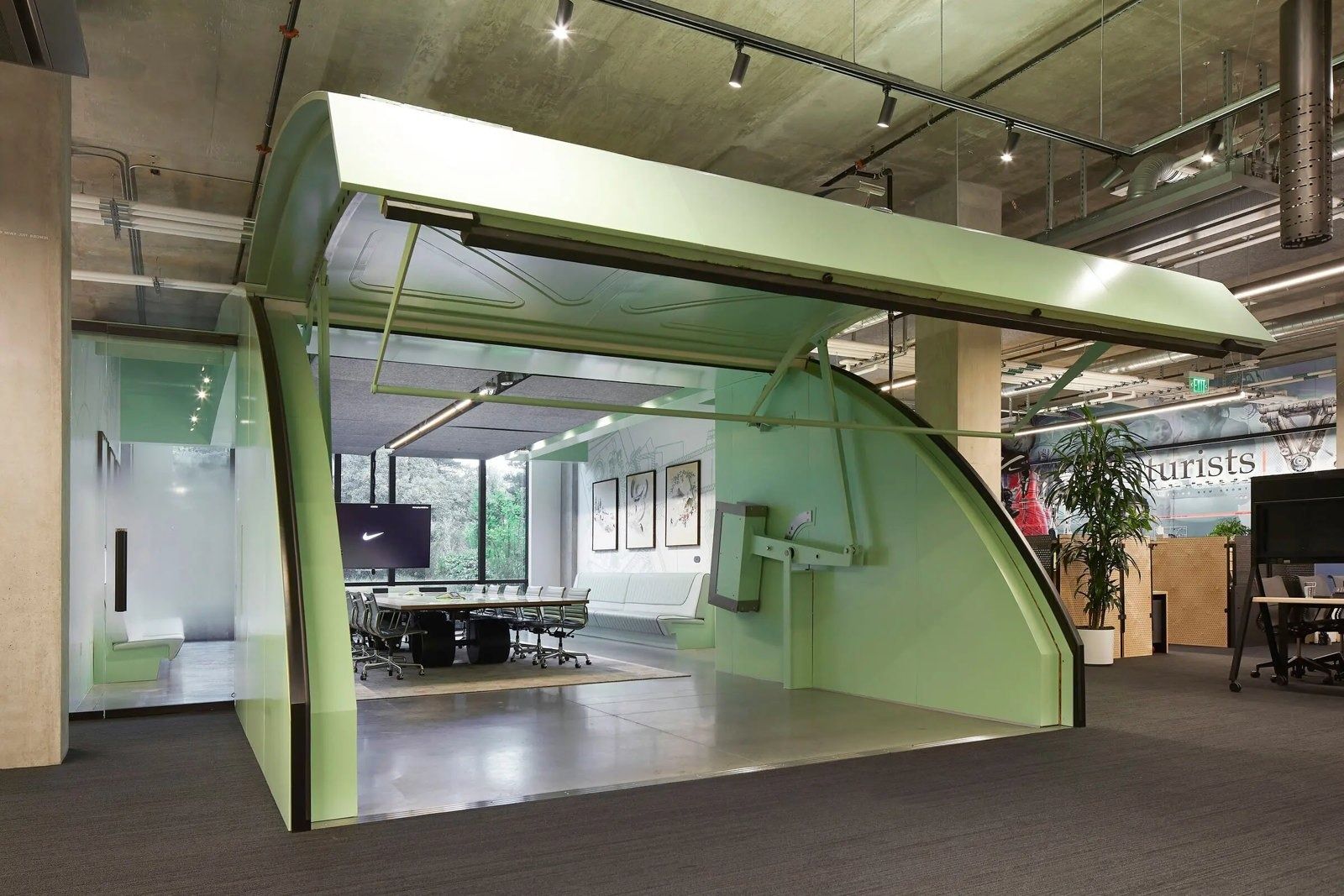 Nike: A green-framed meeting pod