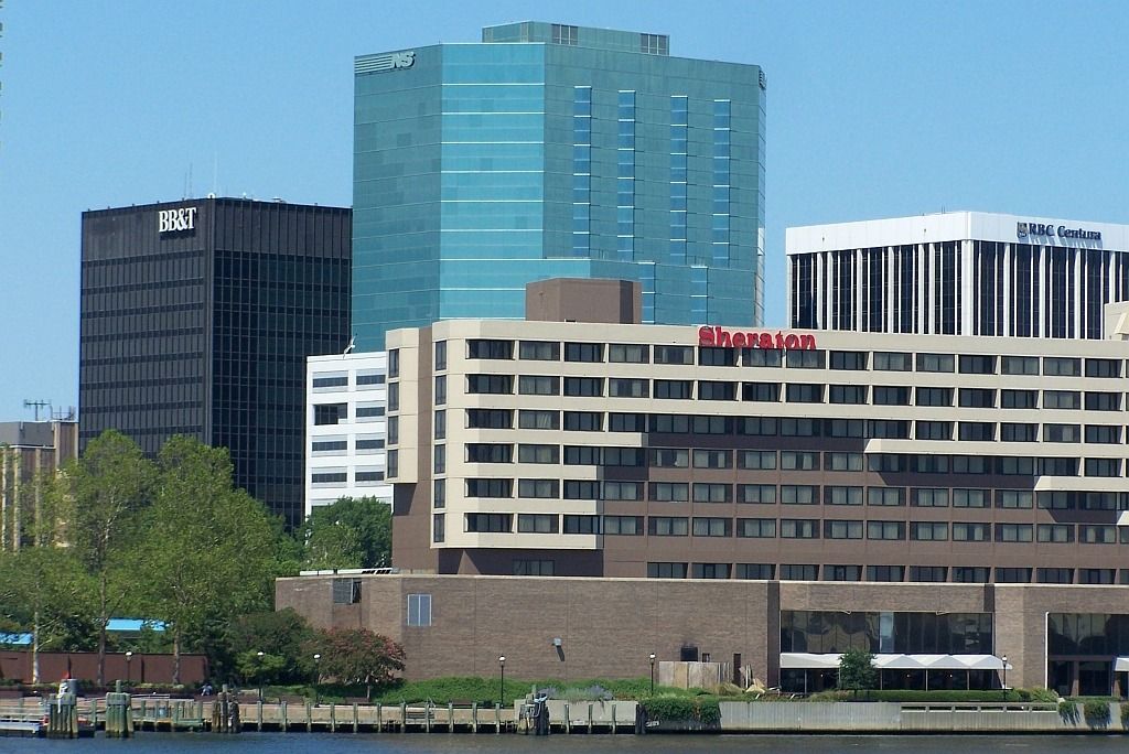 Office towers on the Norfolk waterfront